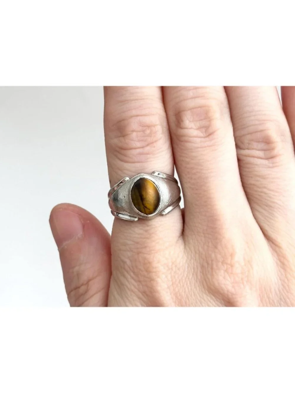 Tiger's Eye Joseph Esposito Southwest Sterling Silver 925 Vintage Ring - sz 7.5